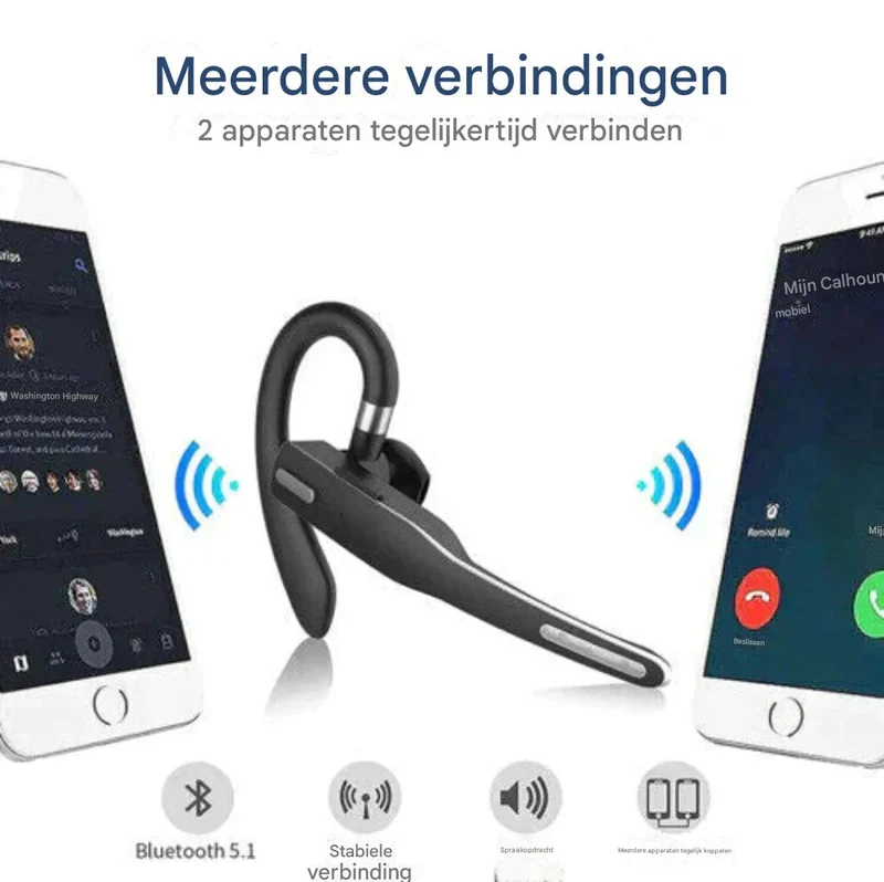 Headset mit zwei Mikrofonen – Bluetooth 5.1 und Taste an der Ohrmuschel