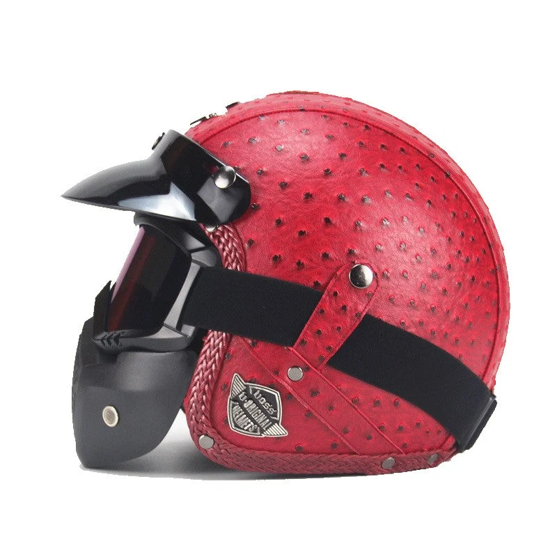 Retrohelm – Offenes Modell mit fester Schale, Visier und verstellbarem Kinnband