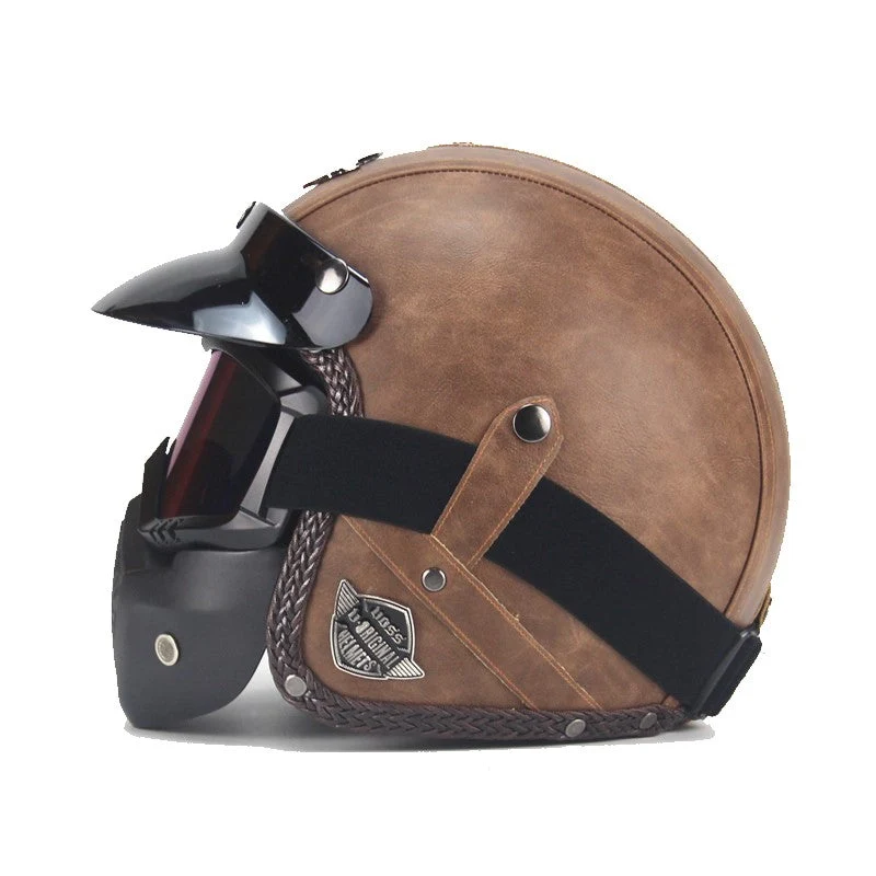 Retrohelm – Offenes Modell mit fester Schale, Visier und verstellbarem Kinnband