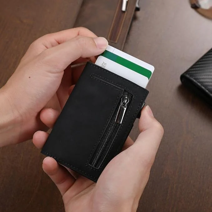 Geldbörse Herren RFID – Slim Wallet mit Kartenauswurf & Münzfach
