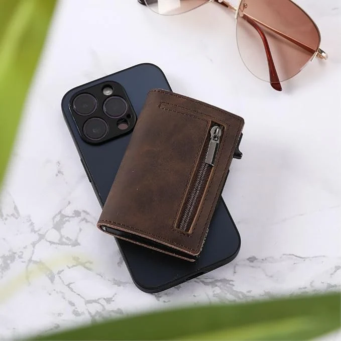 Geldbörse Herren RFID – Slim Wallet mit Kartenauswurf & Münzfach