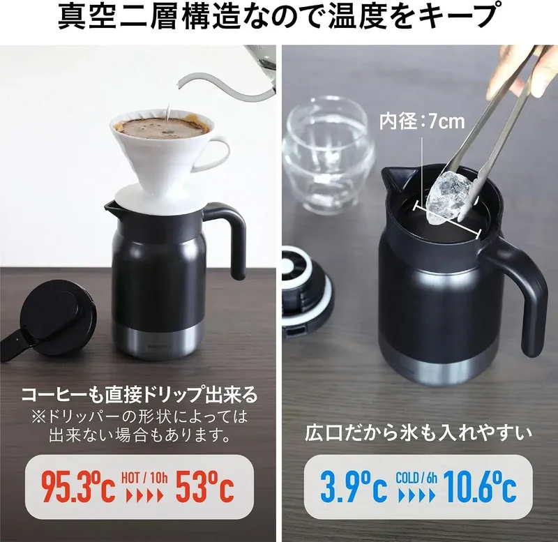CB Japan Coffee Server Vacuum Insulated Stainless Steel 1L Black