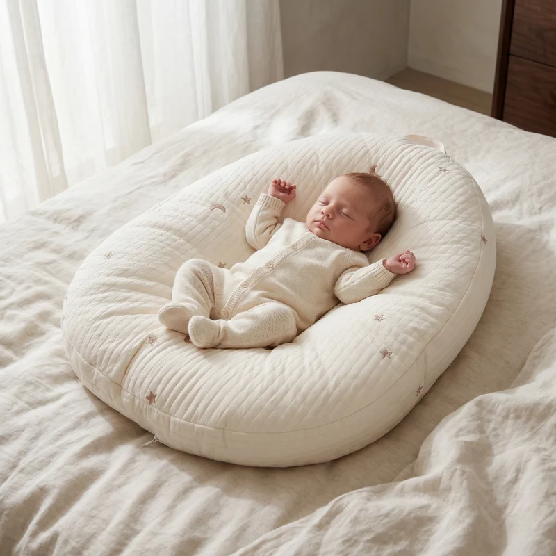 Babynest – Weich gepolstertes Liegekissen mit abnehmbarem Bezug