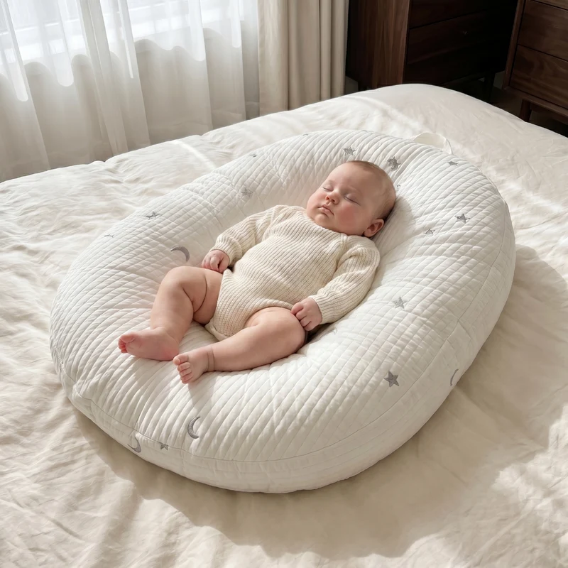 Babynest – Weich gepolstertes Liegekissen mit abnehmbarem Bezug