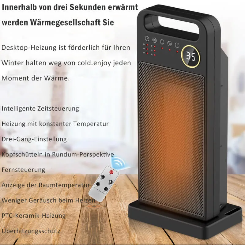Elektrische Raumheizung | 2000W Keramik-Heizlüfter mit Fernbedienung
