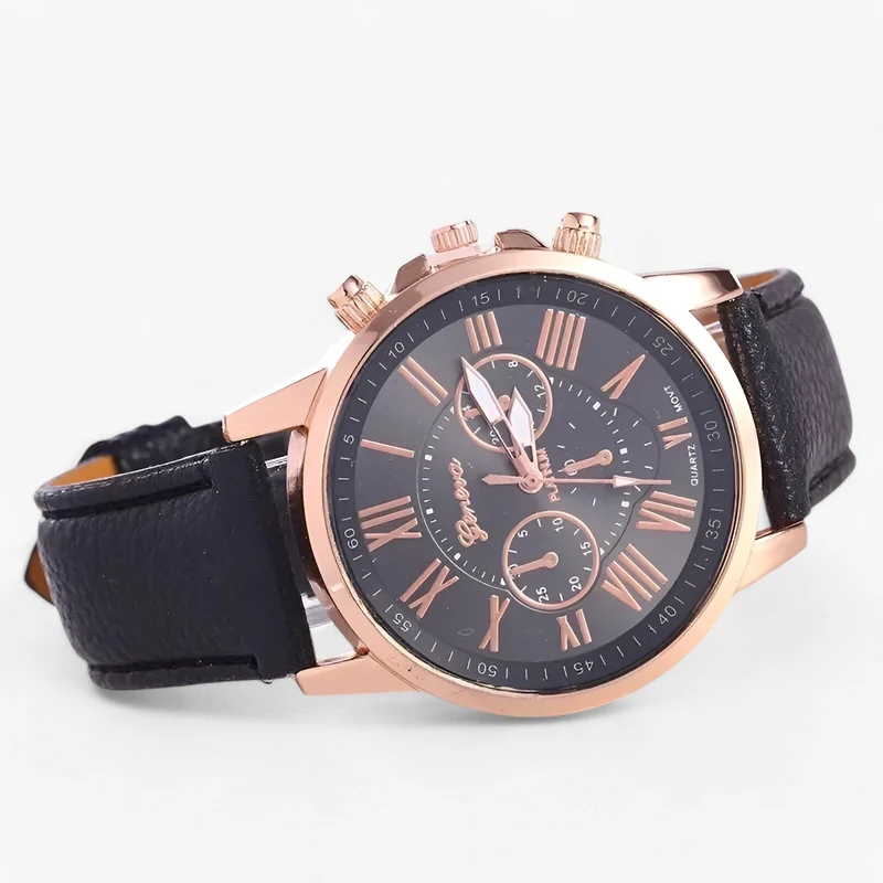 Damenuhr Lederarmband – 42 mm Gehäuse mit Datum & Wasserfest