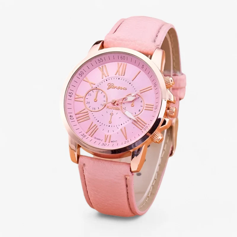 Damenuhr Lederarmband – 42 mm Gehäuse mit Datum & Wasserfest