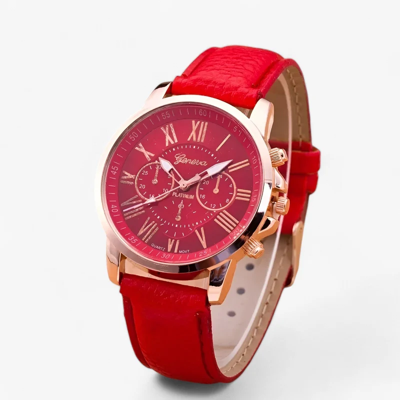 Damenuhr Lederarmband – 42 mm Gehäuse mit Datum & Wasserfest