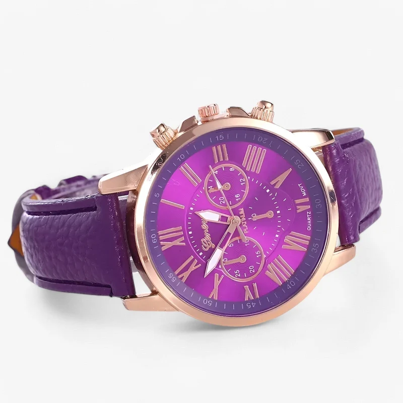 Damenuhr Lederarmband – 42 mm Gehäuse mit Datum & Wasserfest