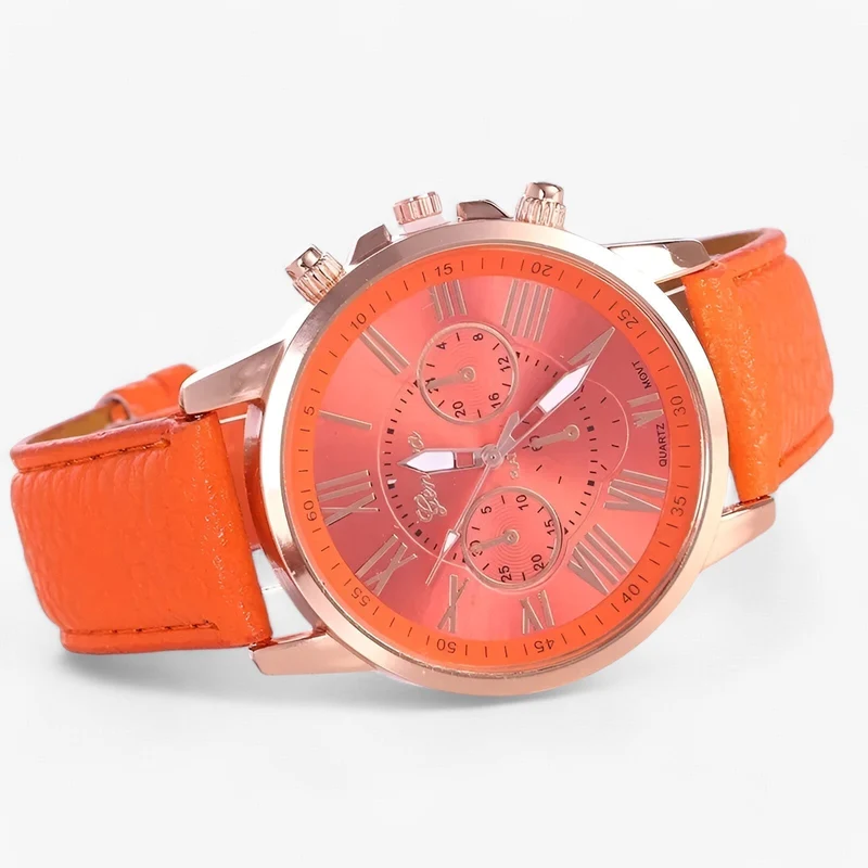 Damenuhr Lederarmband – 42 mm Gehäuse mit Datum & Wasserfest