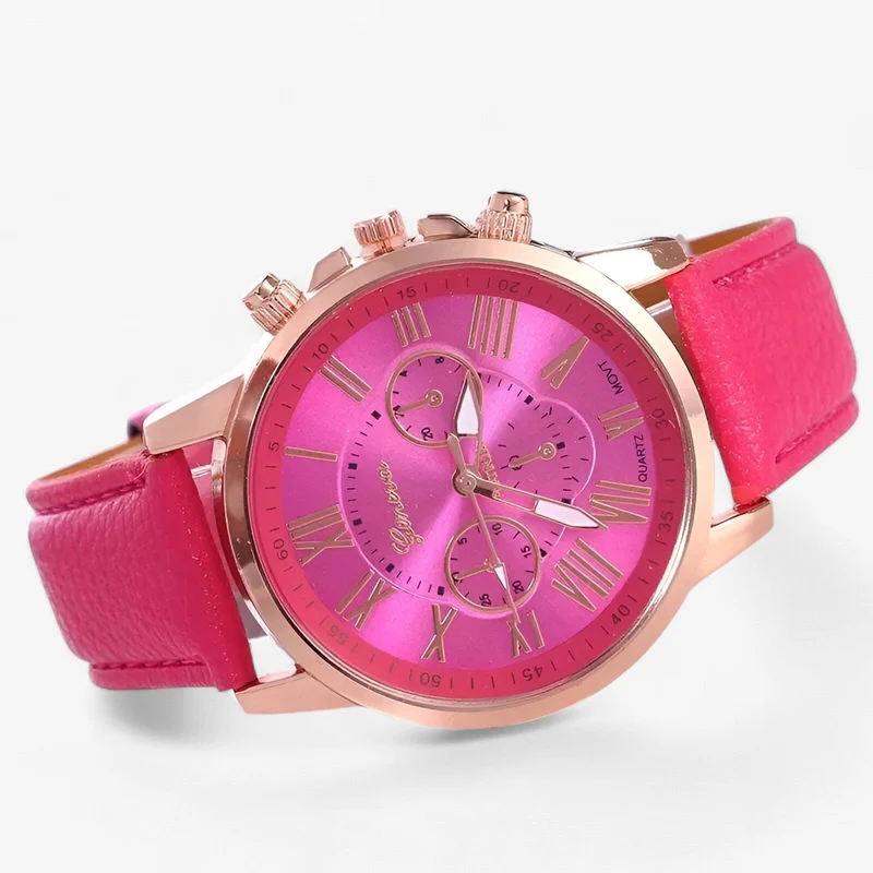 Damenuhr Lederarmband – 42 mm Gehäuse mit Datum & Wasserfest