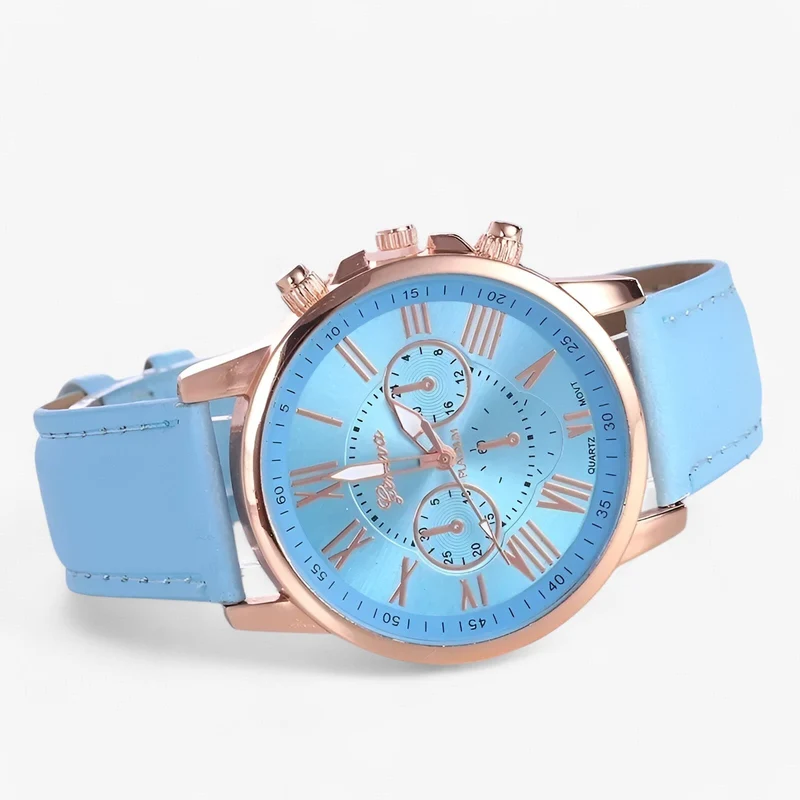 Damenuhr Lederarmband – 42 mm Gehäuse mit Datum & Wasserfest