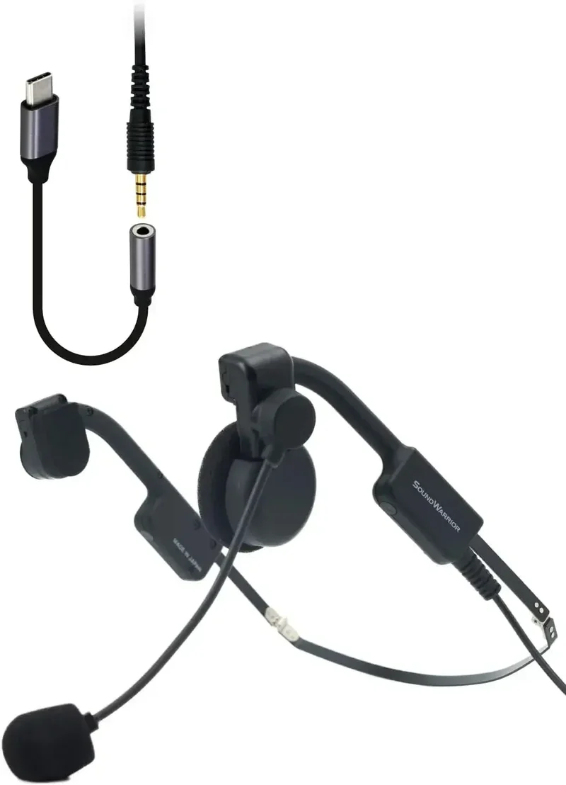 Soundwarrior Lightweight Wired USB C Headset with Adapter for Daily Audio
