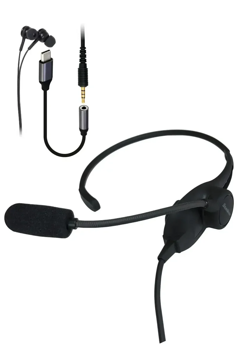 Soundwarrior Lightweight Wired USB C Headset with Adapter for Daily Audio