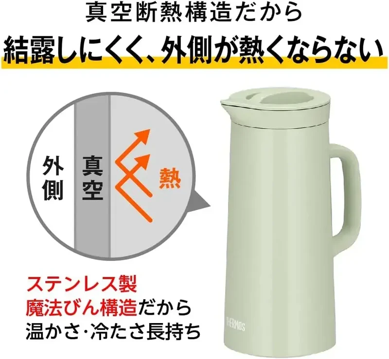 THERMOS Stainless Steel Thermal Pot 1 Liter White Sand Color