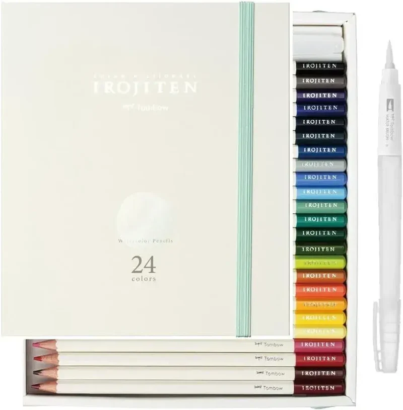 Tombow Color Dictionary Watercolor Pencils 12-Color Set Water Brush