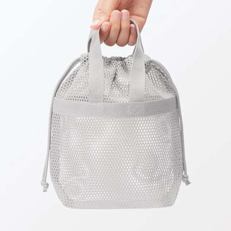 Muji 3D Mesh Drawstring Pouch with Handles Small Size