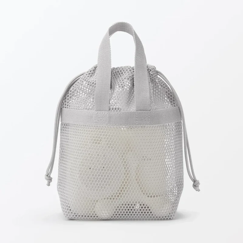 Muji 3D Mesh Drawstring Pouch with Handles Small Size