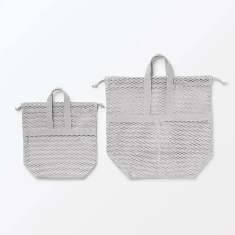 Muji 3D Mesh Drawstring Pouch with Handles Small Size