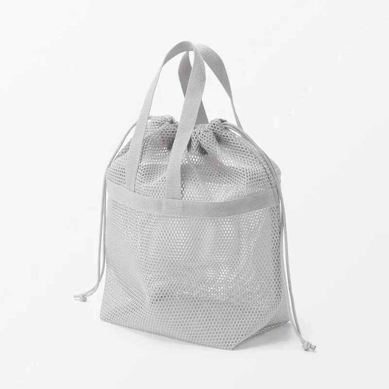 Muji 3D Mesh Drawstring Bag with Handles, Medium Size Pouch