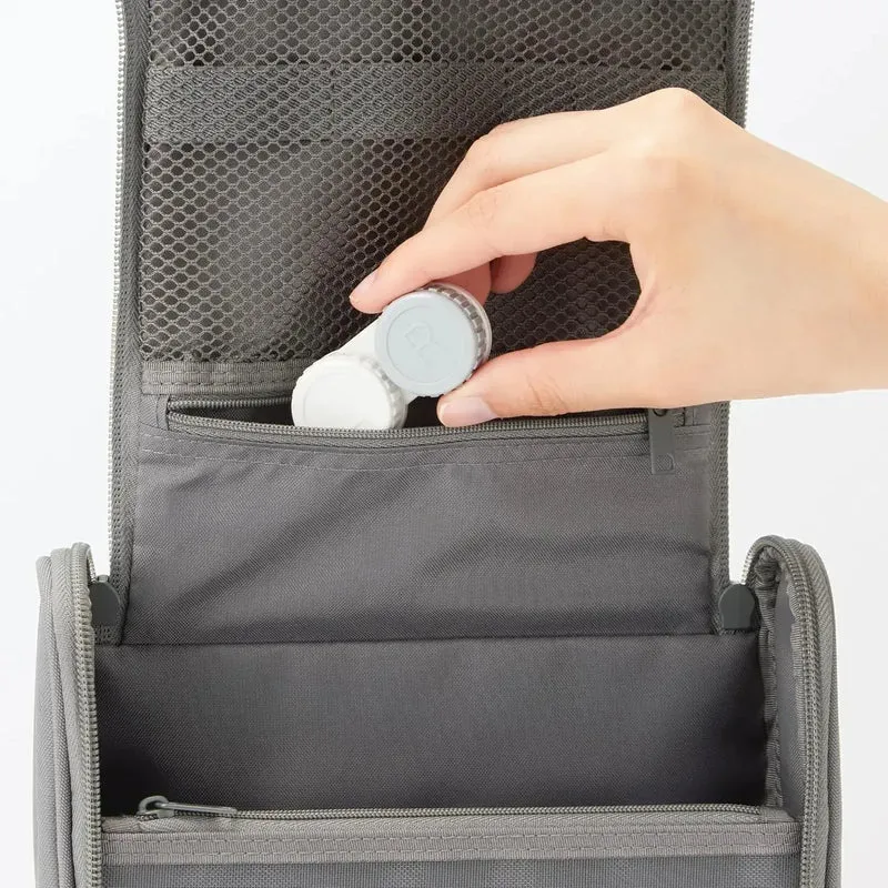 Muji Polyester Hanging Toiletry Case, Medium Gray Travel Organizer