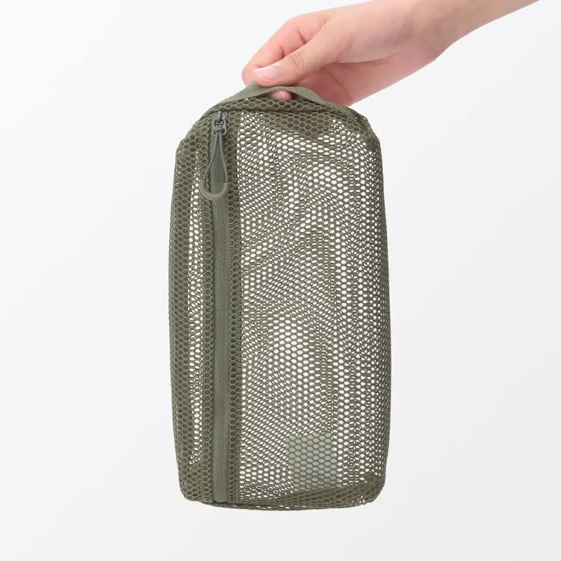 Muji 3D Mesh Case Protective Pouch M Size Khaki Organizer