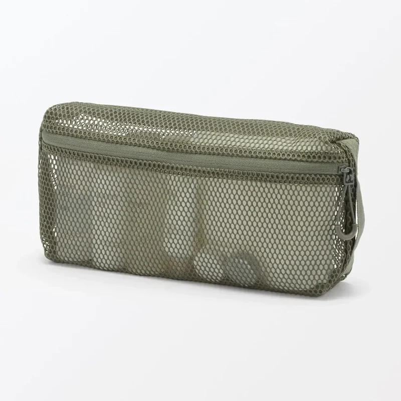 Muji 3D Mesh Case Protective Pouch M Size Khaki Organizer