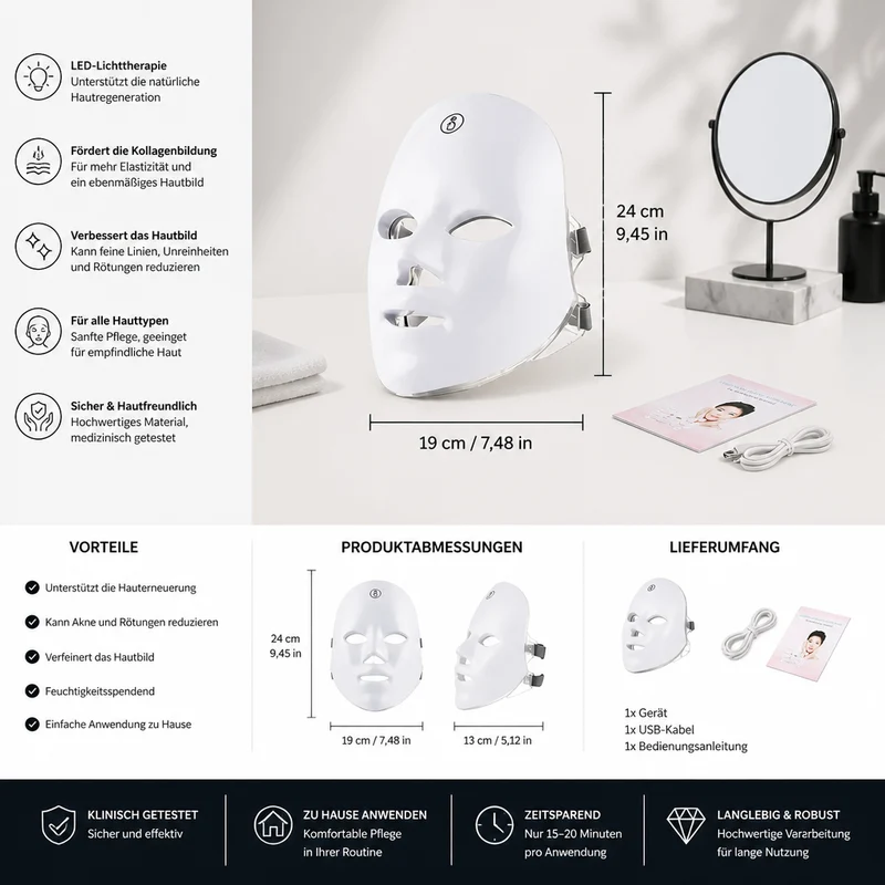 LED-Gesichtsmaske für Lichttherapie