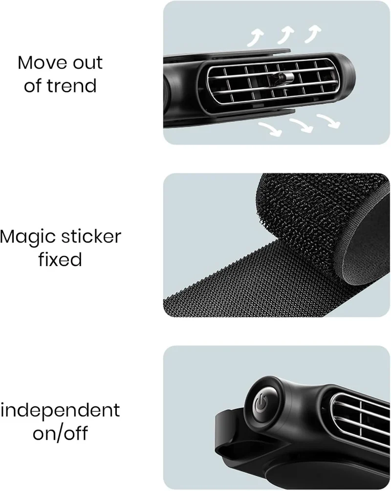 Auto USB Lüfter – Flügelloser Kopfstützen Ventilator mit 3 Stufen & USB-Anschluss
