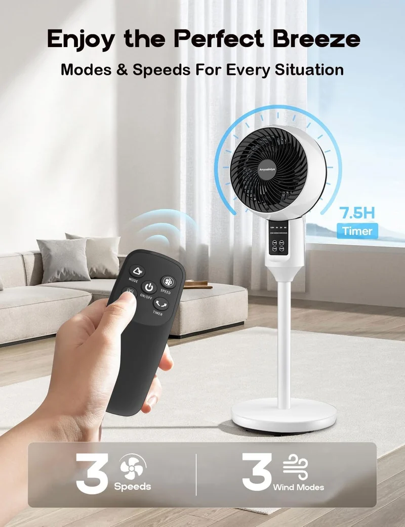 Standventilator – Leiser 3D Ventilator mit Fernbedienung und Höhenverstellung