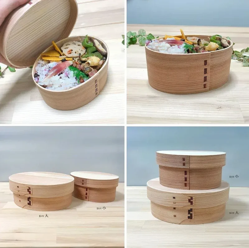 Zhu Zhu Tang Small Cedar Bento Box with Bamboo Wrap for Meal Use