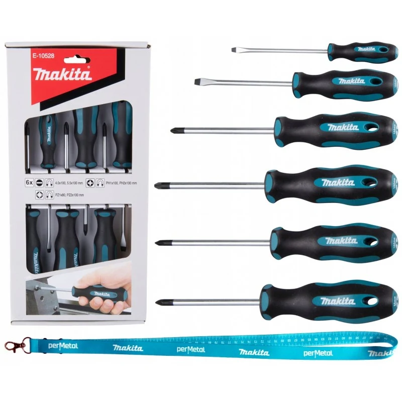 Makita Schraubendreher Schraubenzieher Set Kreuz Schlitz 6 tlg.