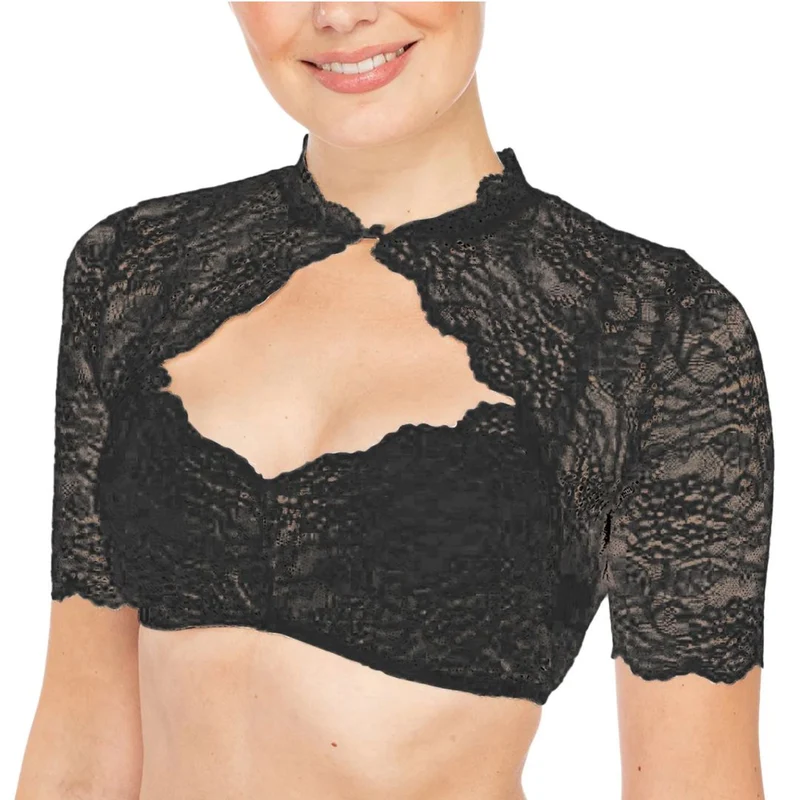 Dirndlbluse Spitze – Transparenter Einsatz & Tiefer Ausschnitt