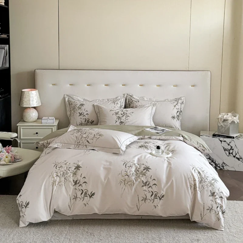 Egyptian Cotton Bettwäsche 3-teilig – Blumenmuster mit 2 Kissenbezügen