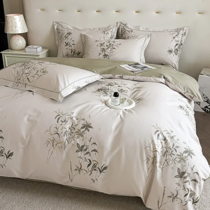 Egyptian Cotton Bettwäsche 3-teilig – Blumenmuster mit 2 Kissenbezügen