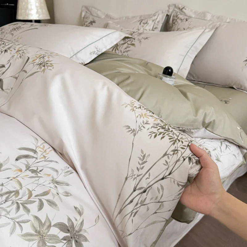 Egyptian Cotton Bettwäsche 3-teilig – Blumenmuster mit 2 Kissenbezügen