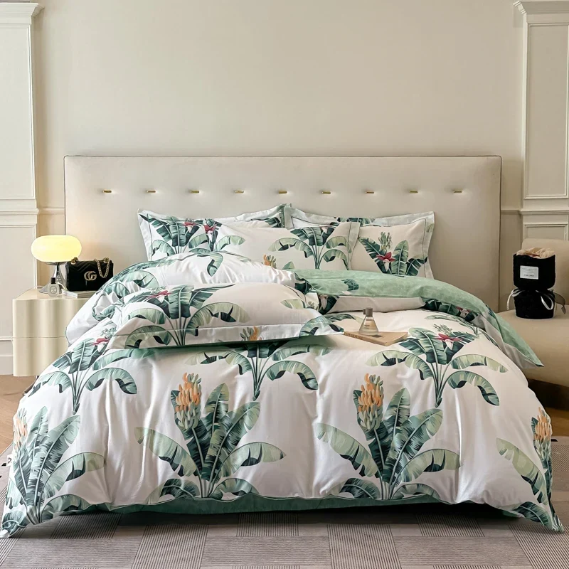 Egyptian Cotton Bettwäsche 3-teilig – Blumenmuster mit 2 Kissenbezügen