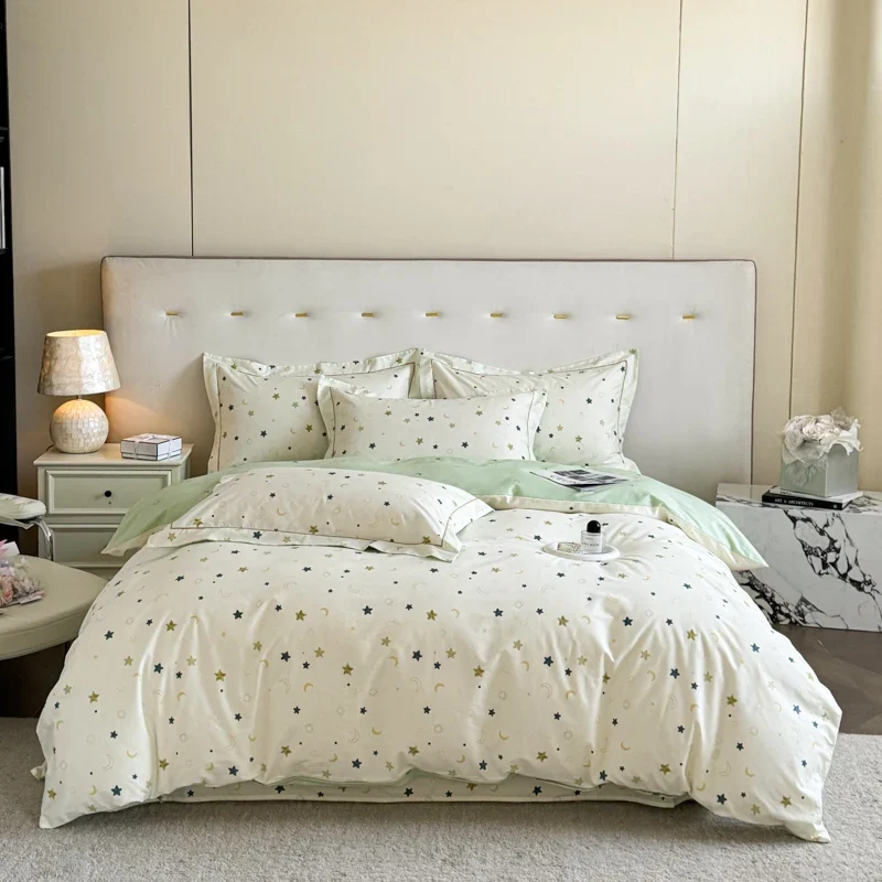 Egyptian Cotton Bettwäsche 3-teilig – Blumenmuster mit 2 Kissenbezügen