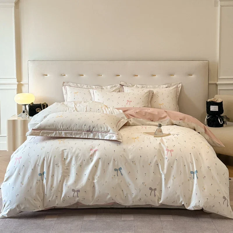 Egyptian Cotton Bettwäsche 3-teilig – Blumenmuster mit 2 Kissenbezügen