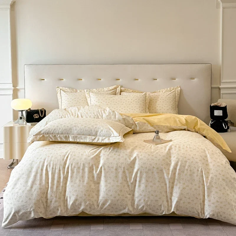 Egyptian Cotton Bettwäsche 3-teilig – Blumenmuster mit 2 Kissenbezügen