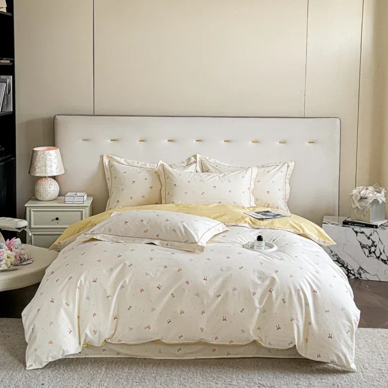 Egyptian Cotton Bettwäsche 3-teilig – Blumenmuster mit 2 Kissenbezügen