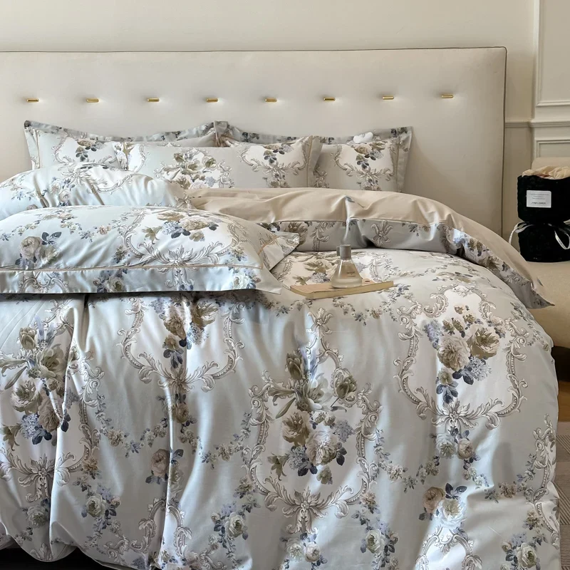 Egyptian Cotton Bettwäsche 3-teilig – Blumenmuster mit Reissverschluss