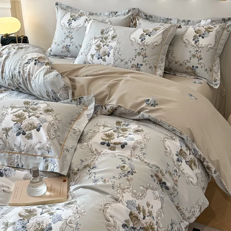 Egyptian Cotton Bettwäsche 3-teilig – Blumenmuster mit Reissverschluss