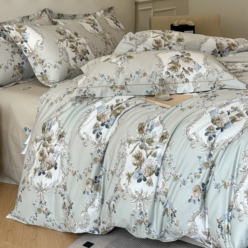 Egyptian Cotton Bettwäsche 3-teilig – Blumenmuster mit Reissverschluss