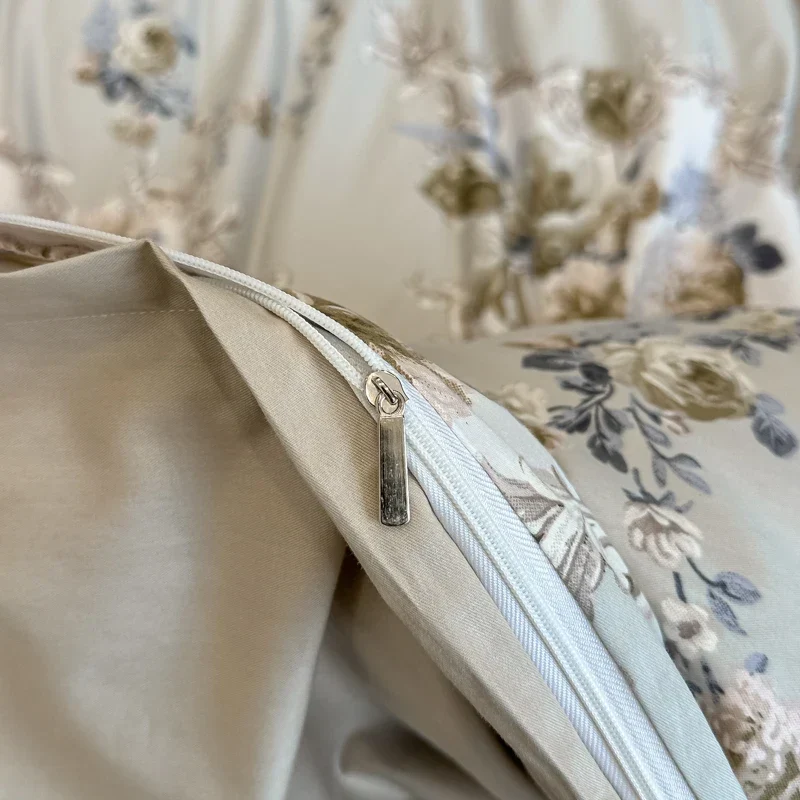 Egyptian Cotton Bettwäsche 3-teilig – Blumenmuster mit Reissverschluss