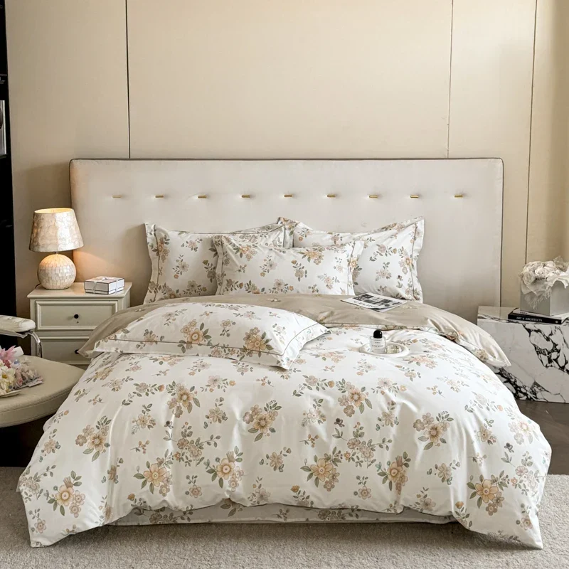 Egyptian Cotton Bettwäsche 3-teilig – Blumenmuster mit Reissverschluss
