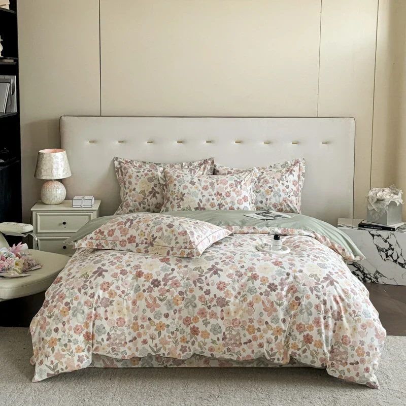 Egyptian Cotton Bettwäsche 3-teilig – Blumenmuster mit Reissverschluss