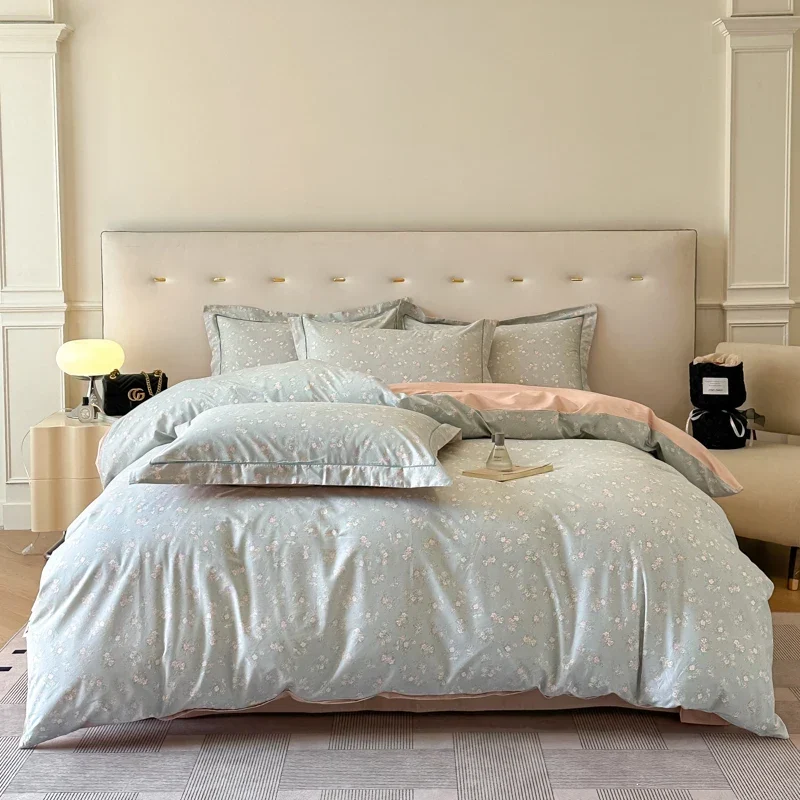 Egyptian Cotton Bettwäsche 3-teilig – Blumenmuster mit Reissverschluss