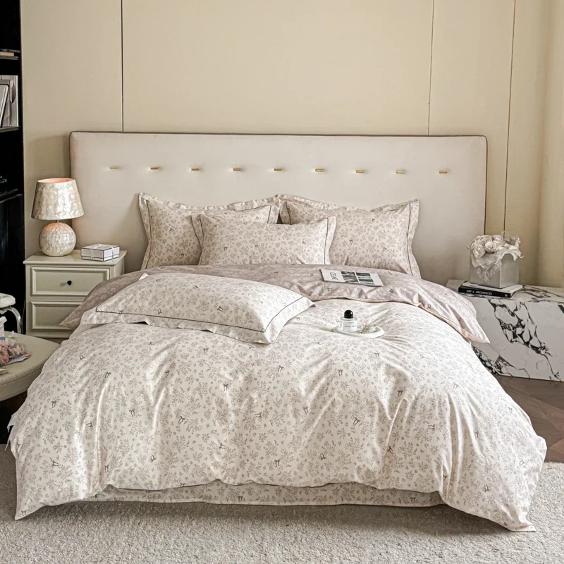 Egyptian Cotton Bettwäsche 3-teilig – Blumenmuster mit Reissverschluss
