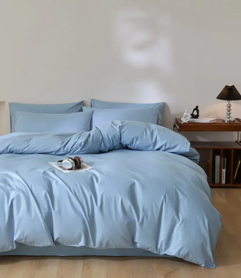 Egyptian Cotton Bettwäsche 3-teilig – Uni-Set mit 2 Kissenbezügen